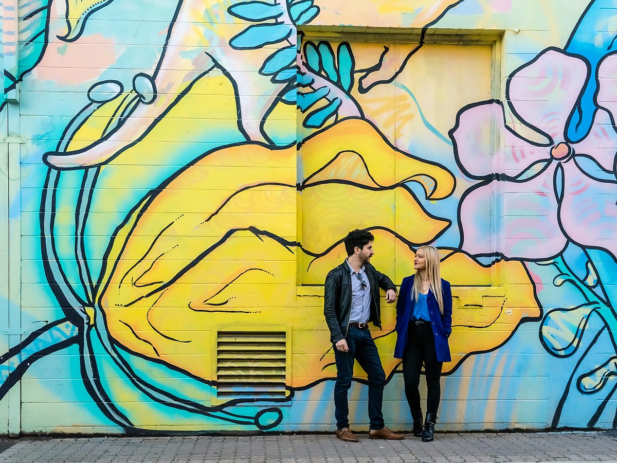 Mural at Moore Street Adelaide artists Dave Court and Sparrow