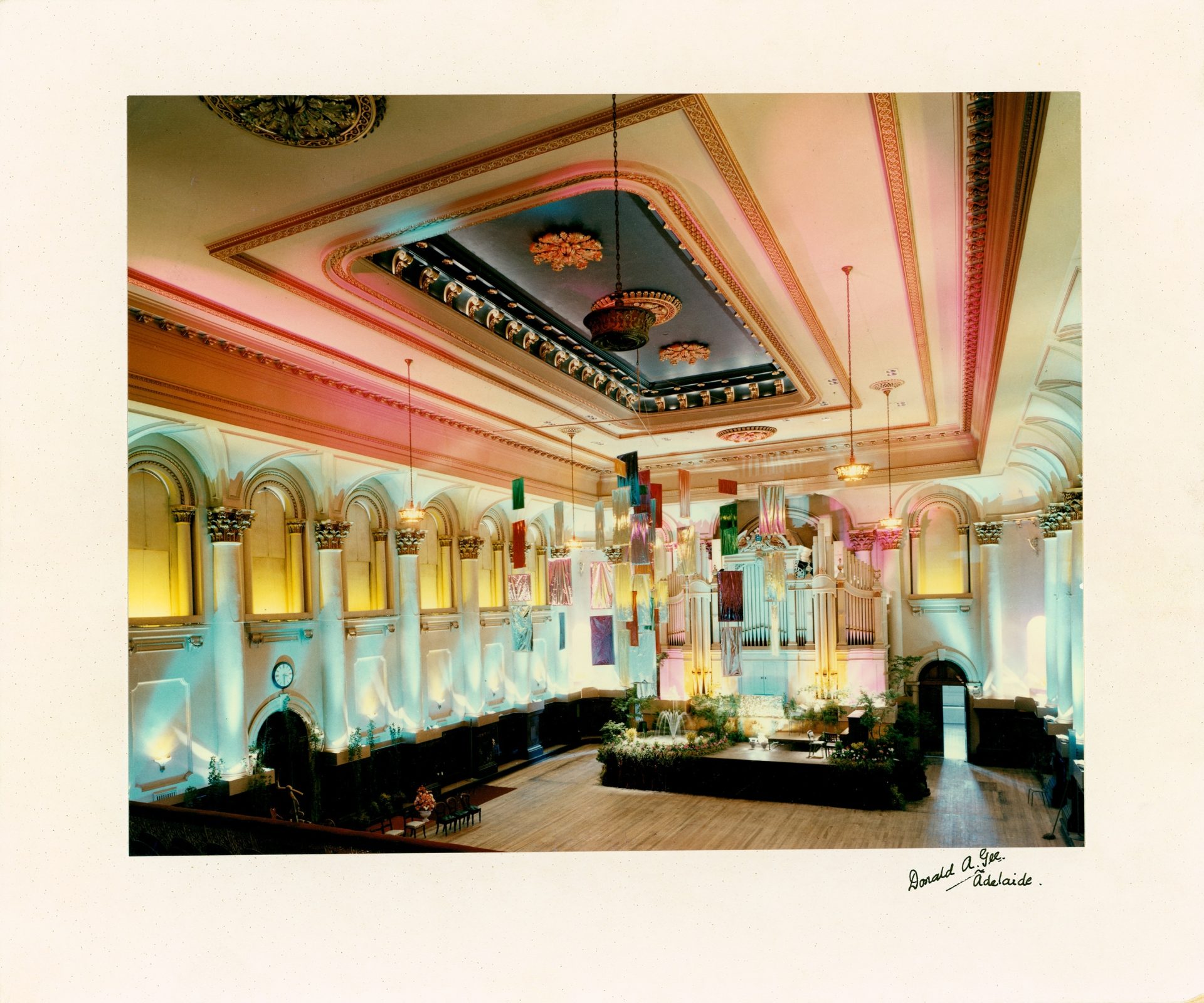 HP0619 Interiors Town Hall Auditorium Decorated for Lord Mayor s Ball 1964 Coloured lighting