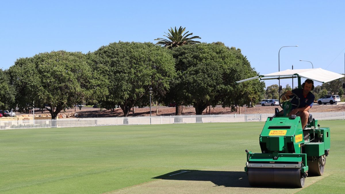 Trent kelly on roller at karen rolton oval