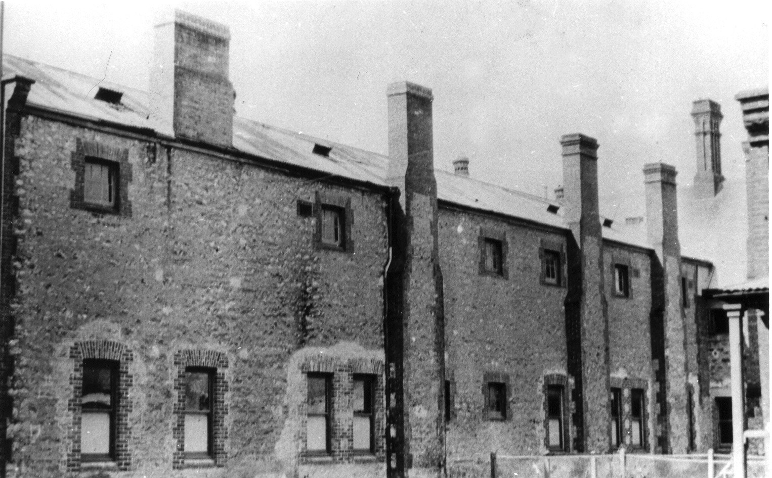 The rear south facing wall of the Women¹s Quarters The photo was taken in 1924 after the closure of the Destitute Asylum