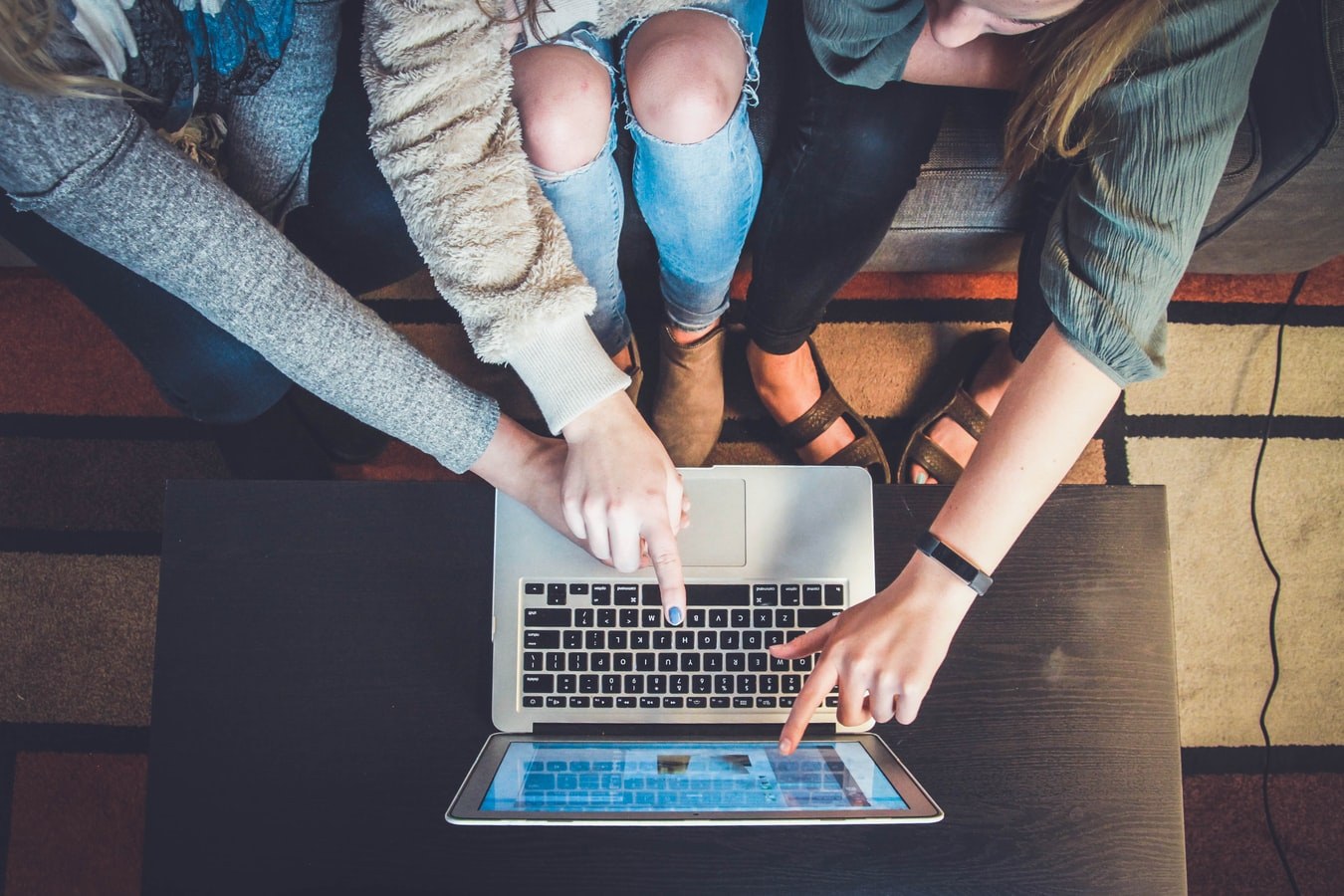 Three people computer