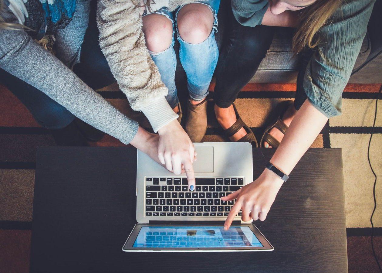 Three people computer