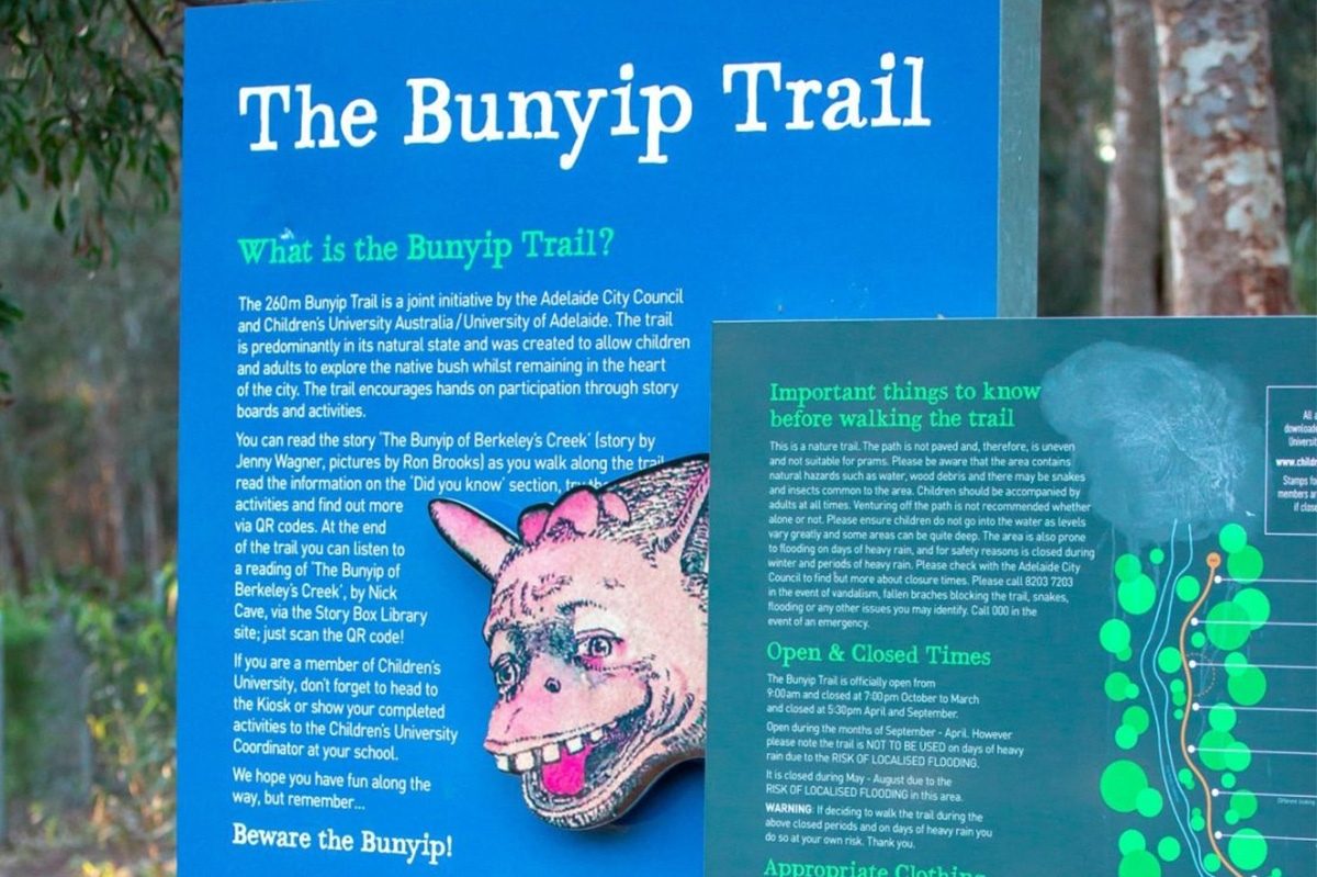 Bunyip trail sign close up