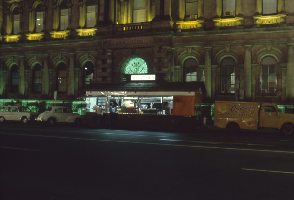 Cowleys pie cart outside GPO City Archives