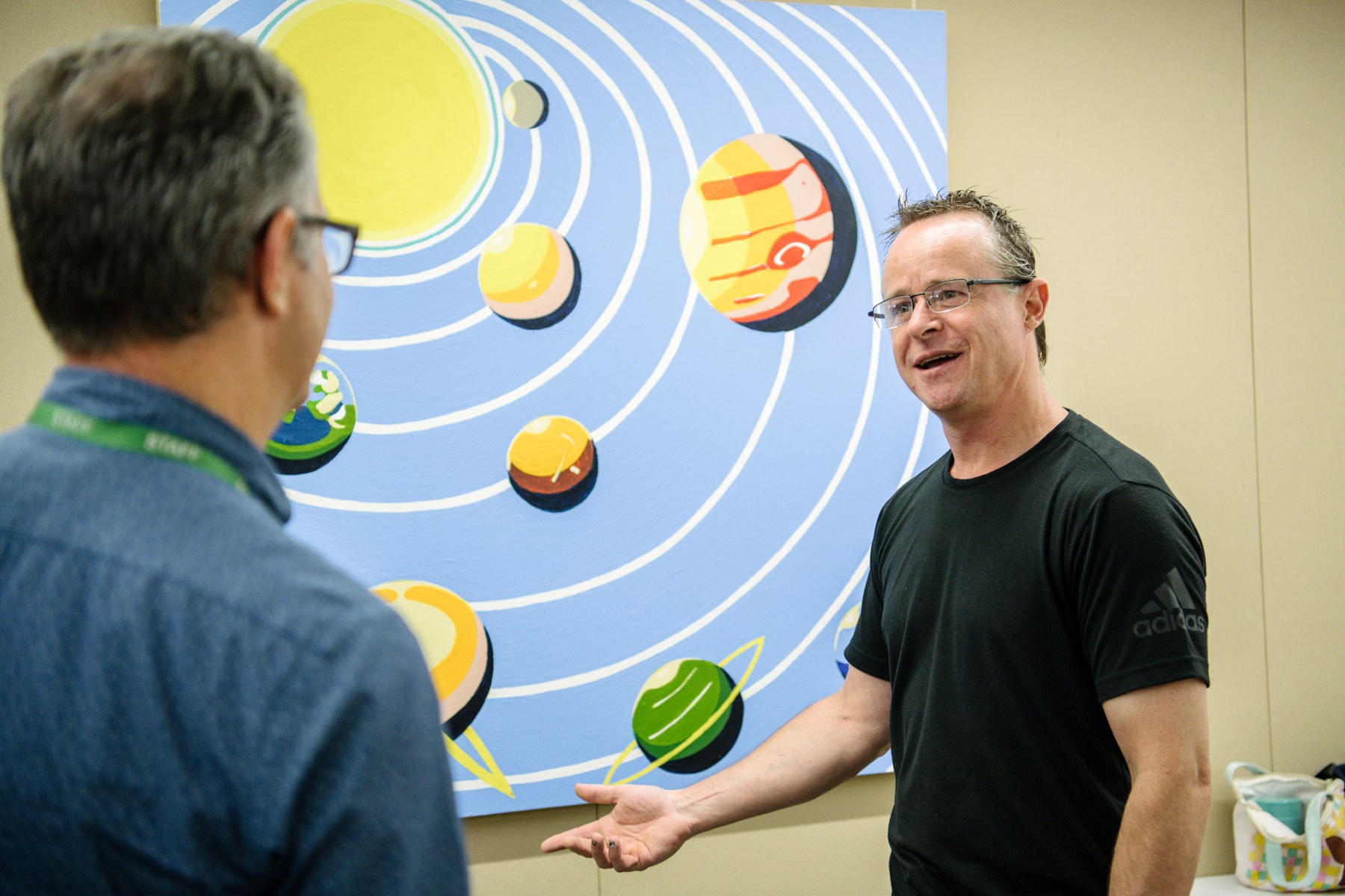Library user michael with his artwork