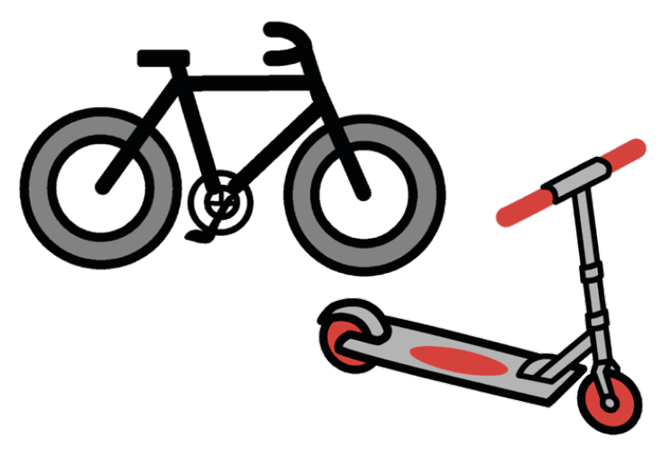 bicycle and push scooter