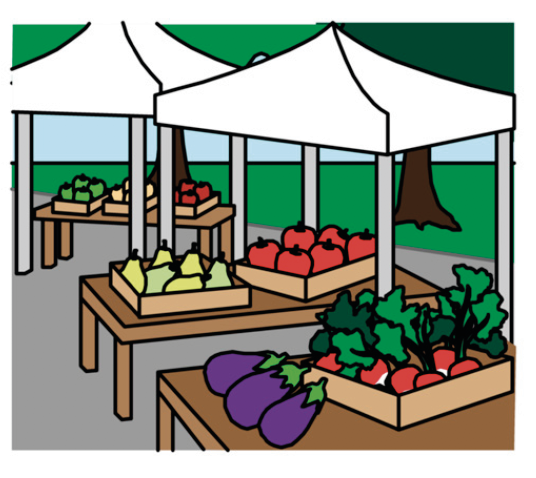 market with fruits and vegetables