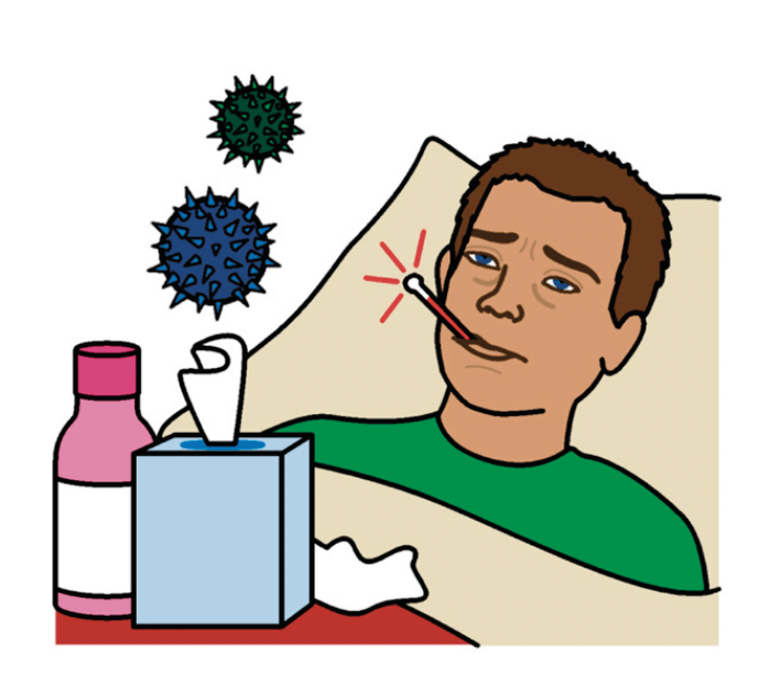 person sick in bed