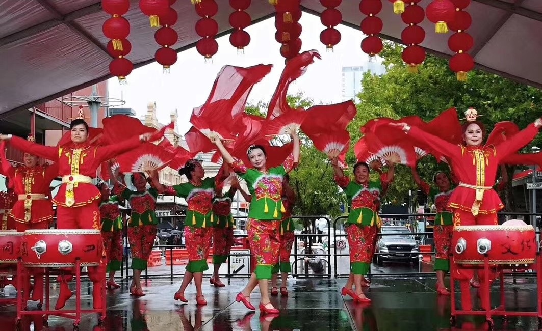 Lunar New Year 2020 dancers red costumes