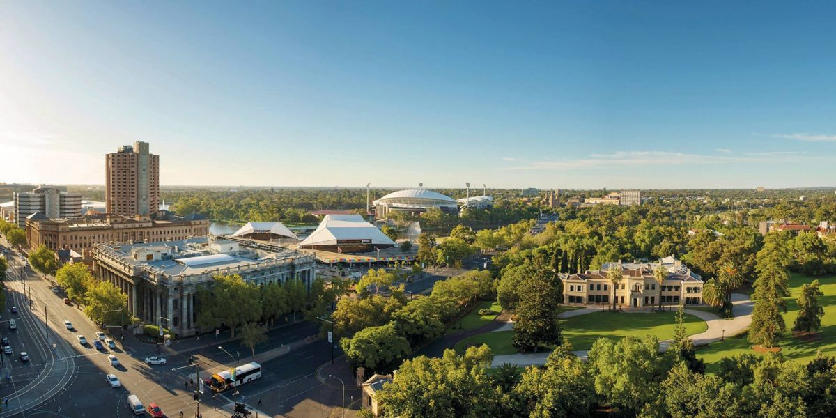 Aerial view of Adelaide city