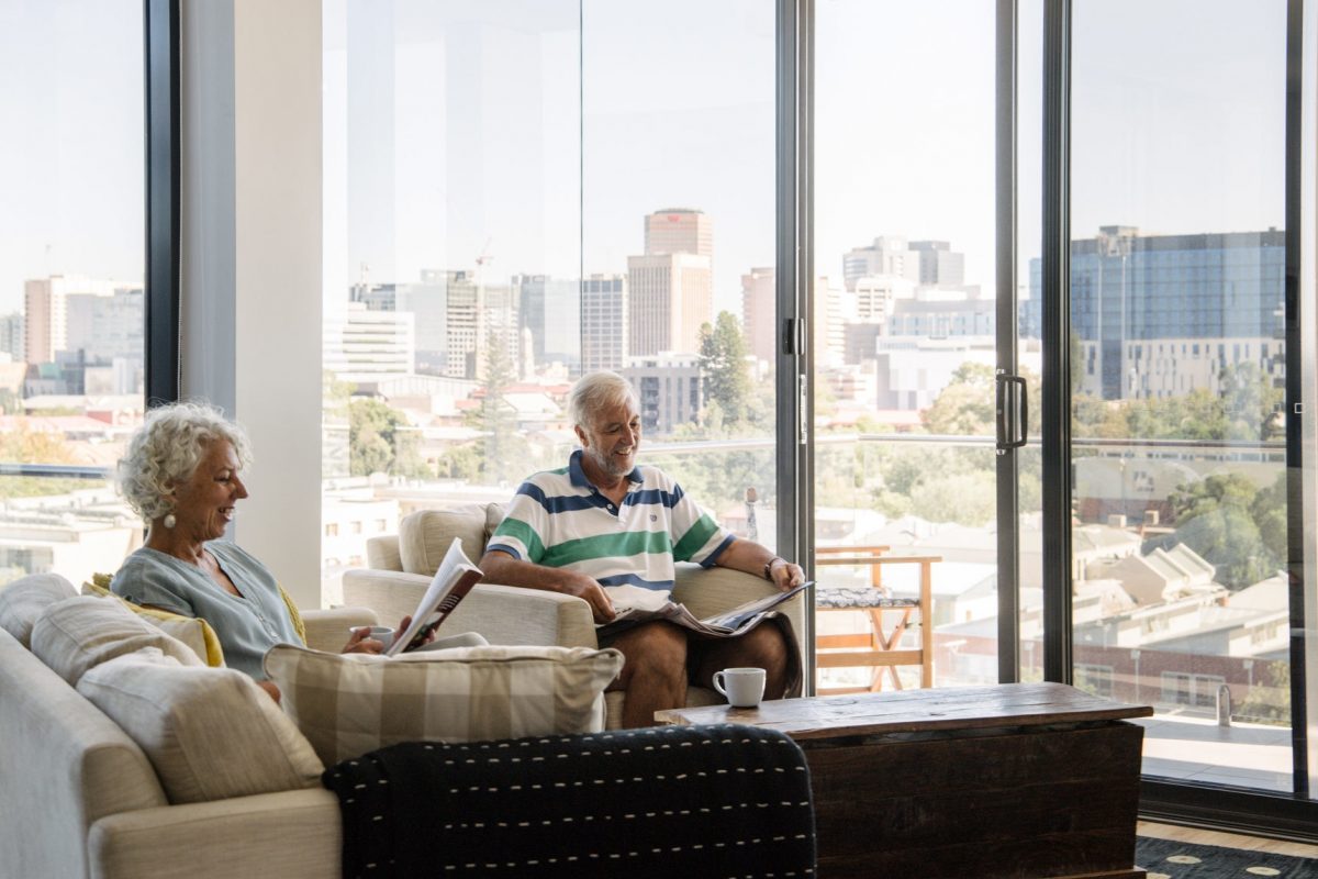 Annie and Jack at home in their city apartment