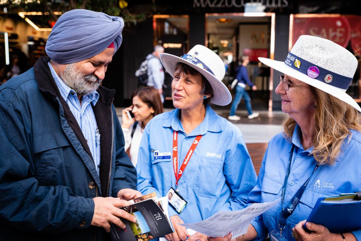 volunteers assisting rundle mall