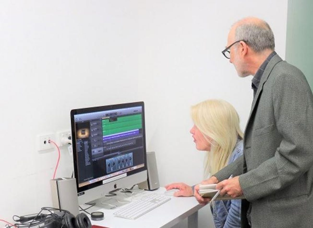 Library media lab making music