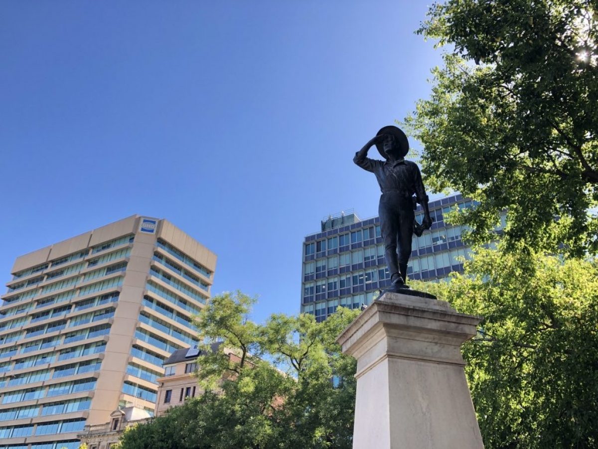 Statue of Charles Sturt, on the corner of King William and Franklin Street