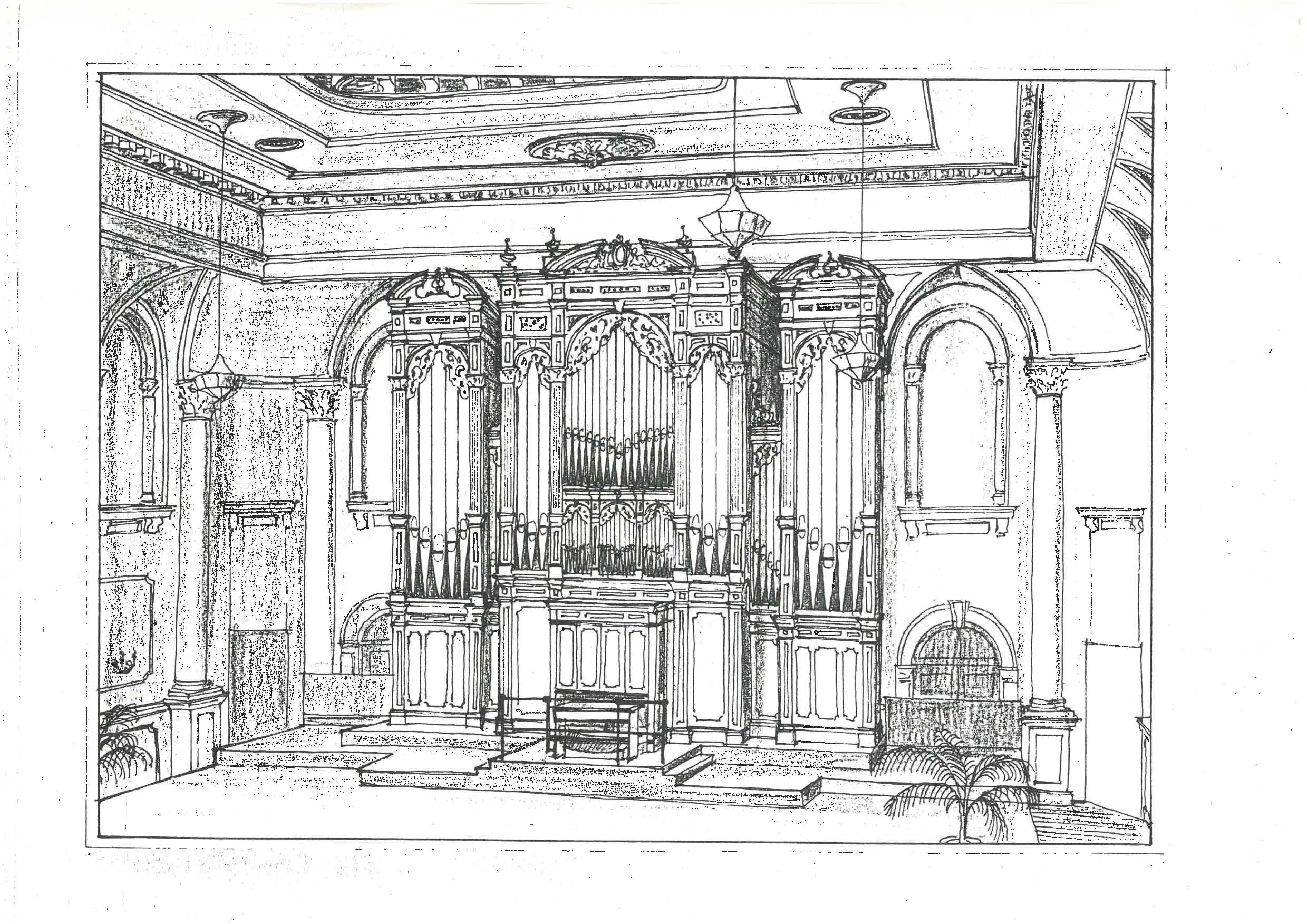 Sketch jw walker and sons organ adelaide town hall