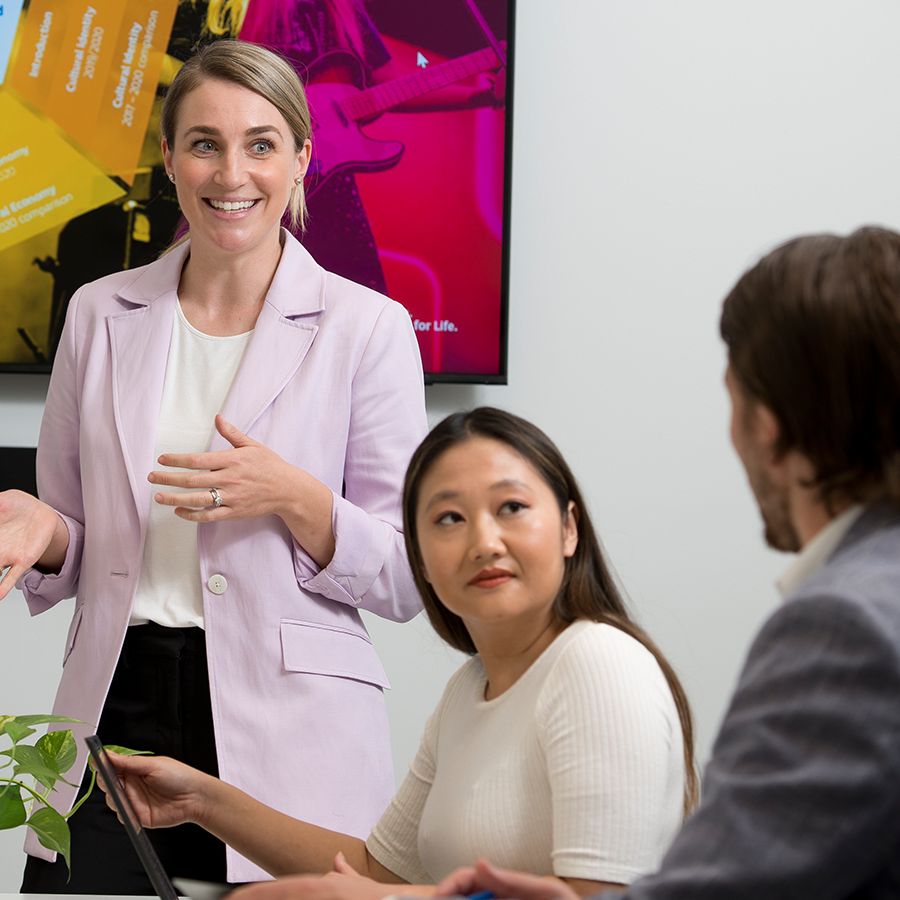 Staff talking at meeting